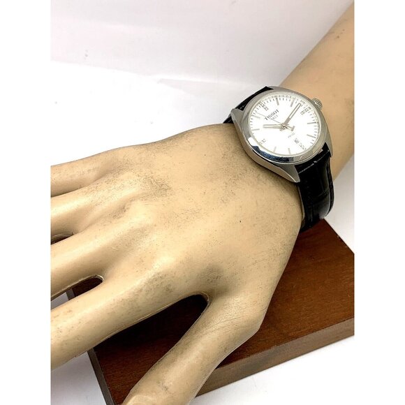 Tissot Women's Watch PR100 Swiss Quartz Diamond Silver Dial Black Leather 33mm - Picture 5 of 13